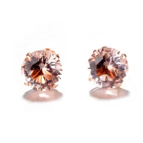 18K Rose over Sterling Silver Genuine Morganite Stud Earrings 18K Rose over Sterling Silver Genuine Morganite Stud Earrings