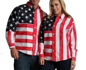 American Flag Print Unisex long Sleeves Shirt - 167201 American Flag Print Unisex long Sleeves Shirt - 167201