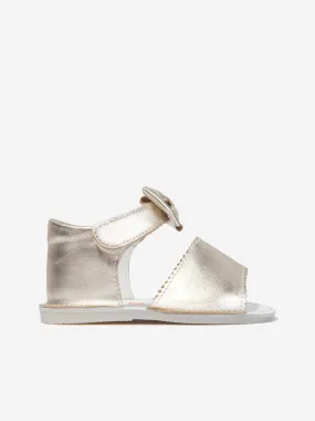 Andanines Baby Girls Leather Bow Sandals in Gold Andanines Baby Girls Leather Bow Sandals in Gold