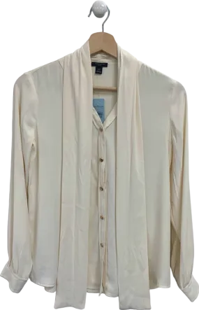 Ann Taylor Cream Blouse with Neck Tie Detail UK XXS Petite Ann Taylor Cream Blouse with Neck Tie Detail UK XXS Petite