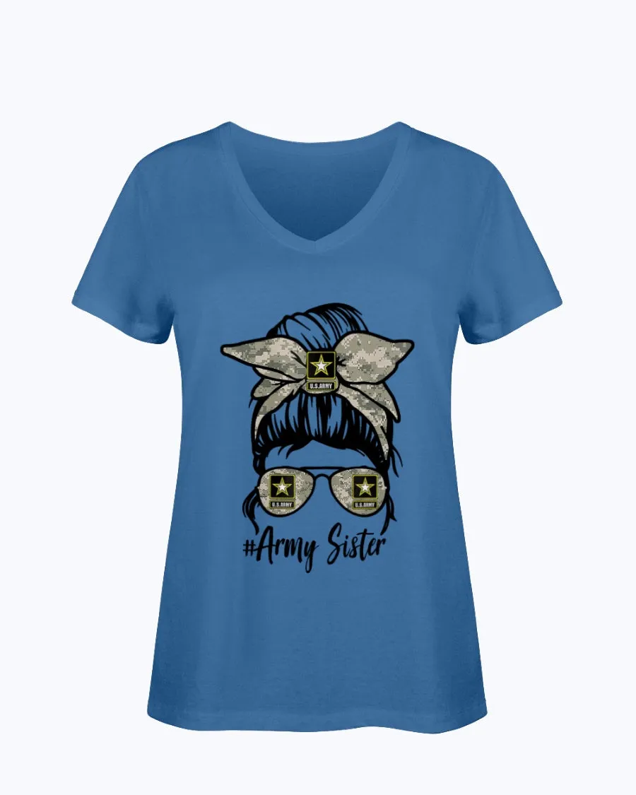 Army Sister Messy Bun T-shirts