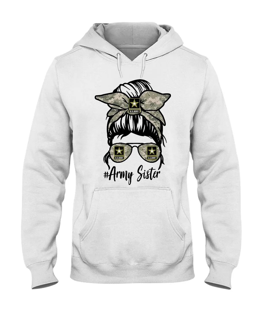 Army Sister Messy Bun T-shirts
