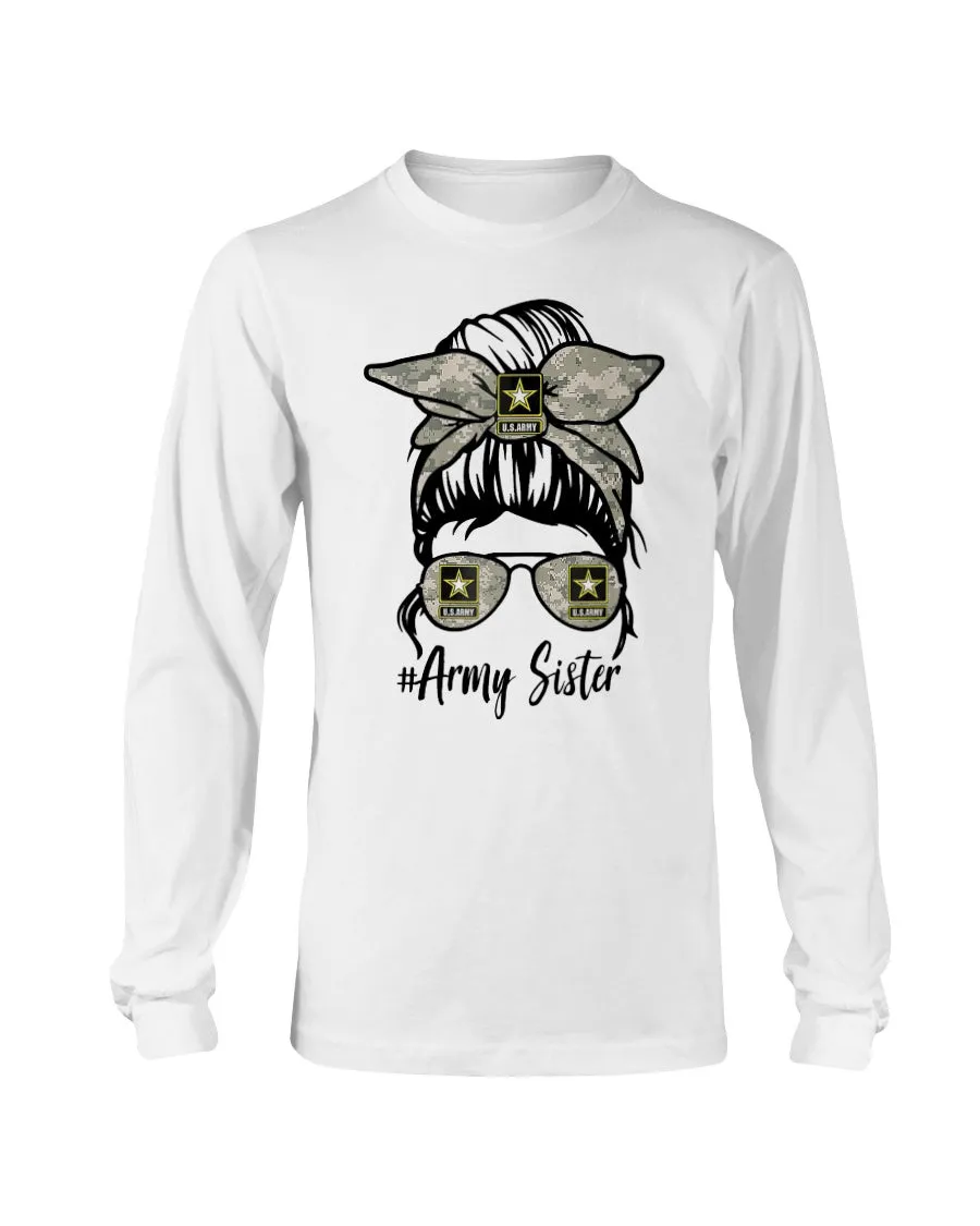 Army Sister Messy Bun T-shirts