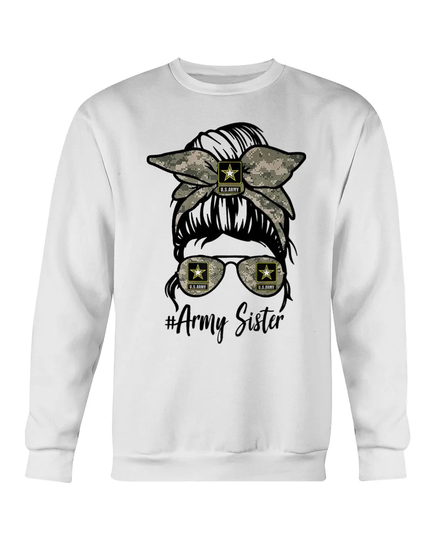 Army Sister Messy Bun T-shirts