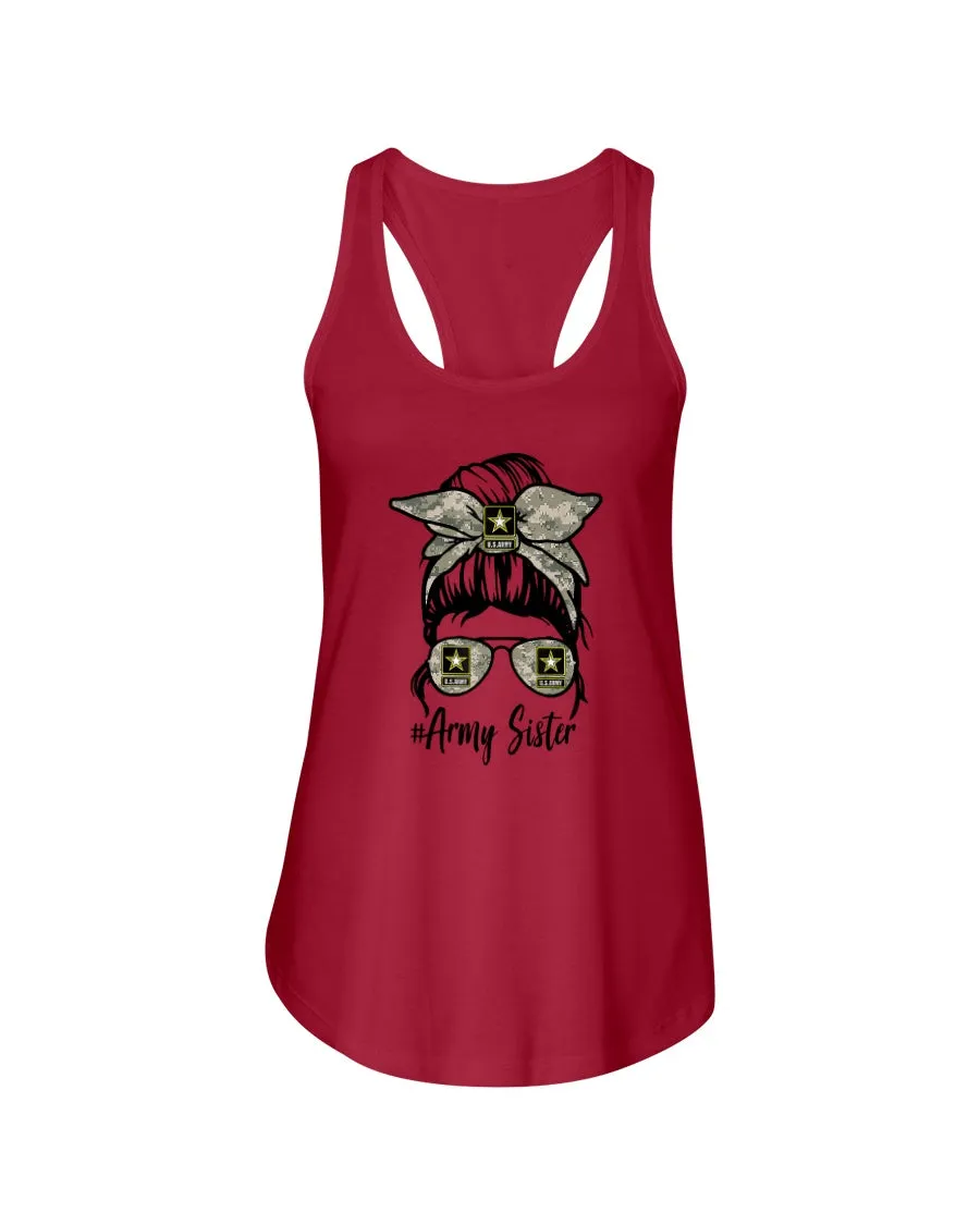 Army Sister Messy Bun T-shirts