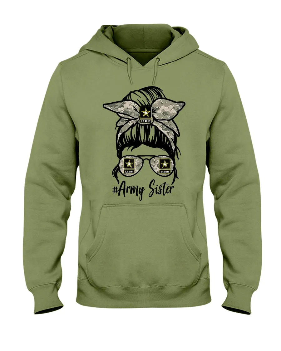 Army Sister Messy Bun T-shirts