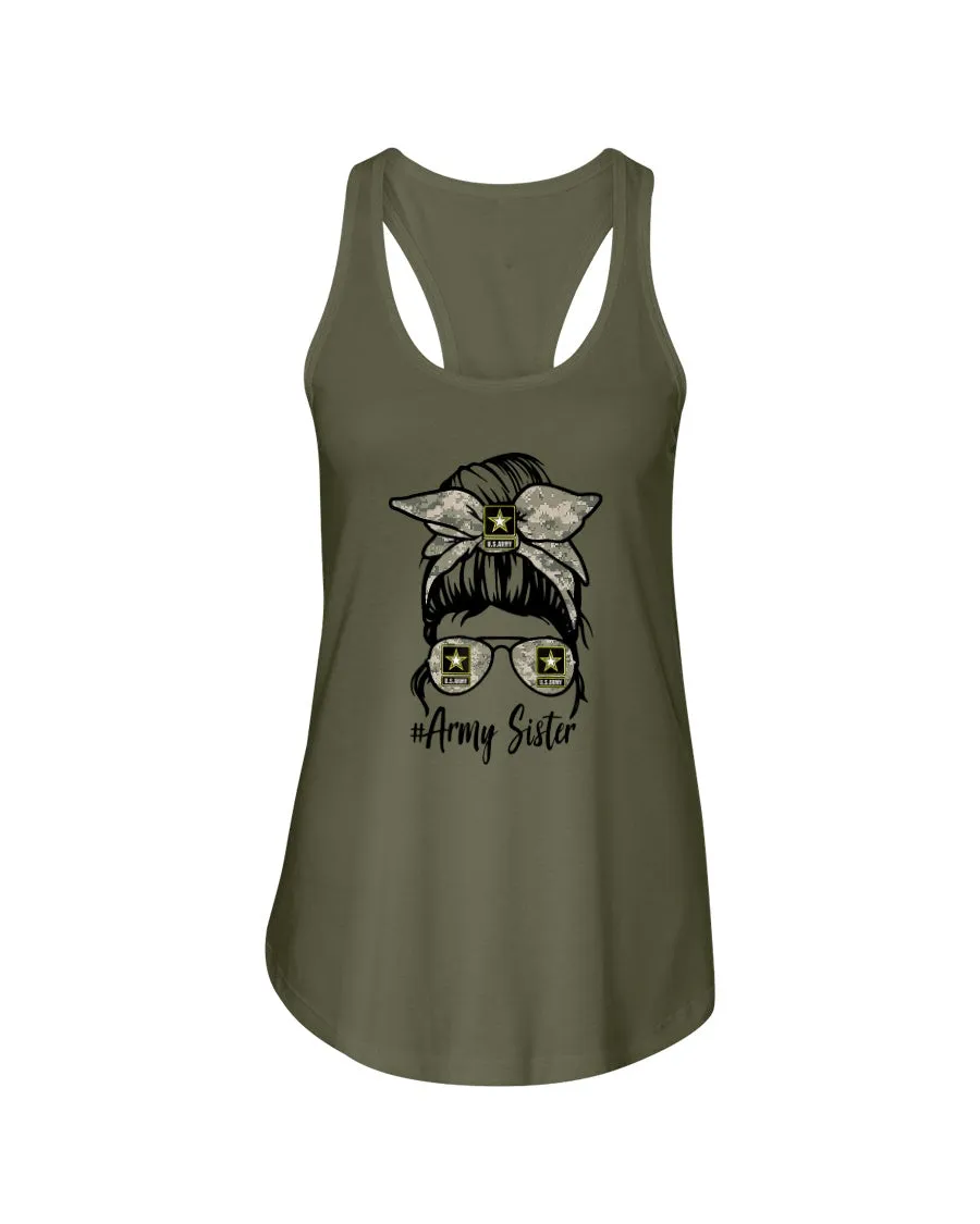 Army Sister Messy Bun T-shirts