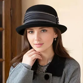 Autumn Winter French Wool Felt Top Sun Hat Autumn Winter French Wool Felt Top Sun Hat