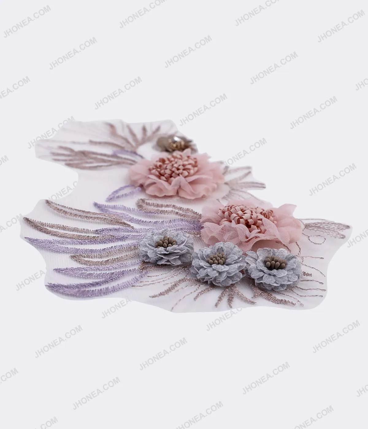 Beautiful Fabric Flowers with Sequins Embellish Patch
