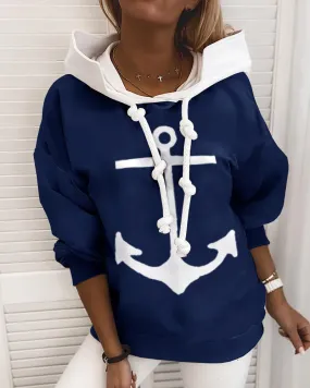 BerryBetty - Anchor pattern hoodie BerryBetty - Anchor pattern hoodie