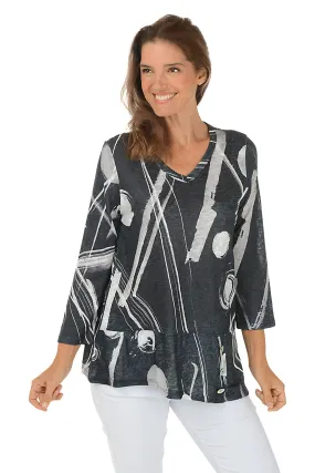 Bimba Button-Hem V-Neck Top Bimba Button-Hem V-Neck Top