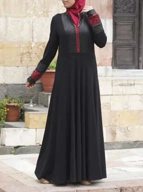 Black and Red Sequin Abaya Gown Black and Red Sequin Abaya Gown