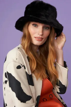 Black Faux Fur Bucket Hat Black Faux Fur Bucket Hat
