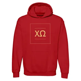 Chi Omega Greek Letter Block Hoodie - Red Chi Omega Greek Letter Block Hoodie - Red