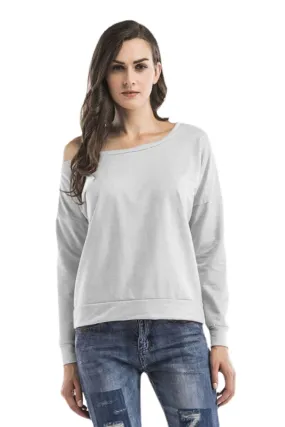 Cold-Shoulder Asymmetrical Neck Sweatshirt Cold-Shoulder Asymmetrical Neck Sweatshirt