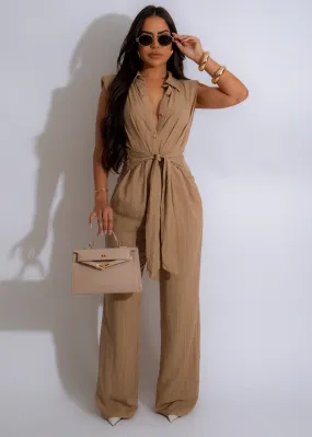 Desert Chic Linen Jumpsuit Brown Desert Chic Linen Jumpsuit Brown