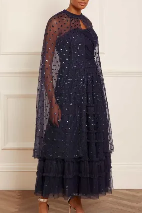 Dot Shimmer Open Midaxi Cape Dot Shimmer Open Midaxi Cape