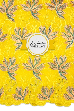 Exclusive Voile Lace  - EXL052 - Yellow, Peach & Teal Exclusive Voile Lace  - EXL052 - Yellow, Peach & Teal