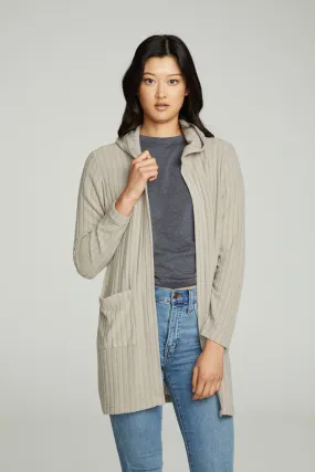 Hooded Open Duster Cardigan With Pockets Hooded Open Duster Cardigan With Pockets