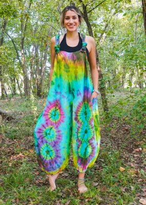 J47- Tie Dye Hippie Racerback Jumpsuit Romper J47- Tie Dye Hippie Racerback Jumpsuit Romper