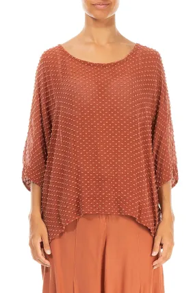 Loose Brick Dotty Silk Blouse Loose Brick Dotty Silk Blouse
