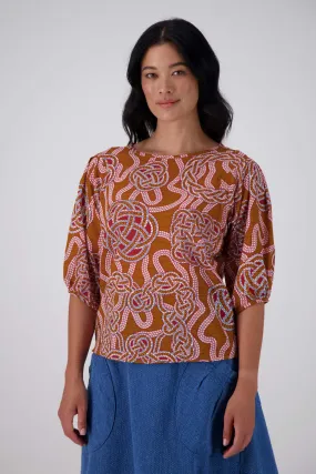 Loveknots Blouse Caramel in Seersucker Loveknots Blouse Caramel in Seersucker