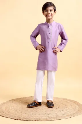 Mauve Cotton Silk Kurta & Pajama Set Mauve Cotton Silk Kurta & Pajama Set