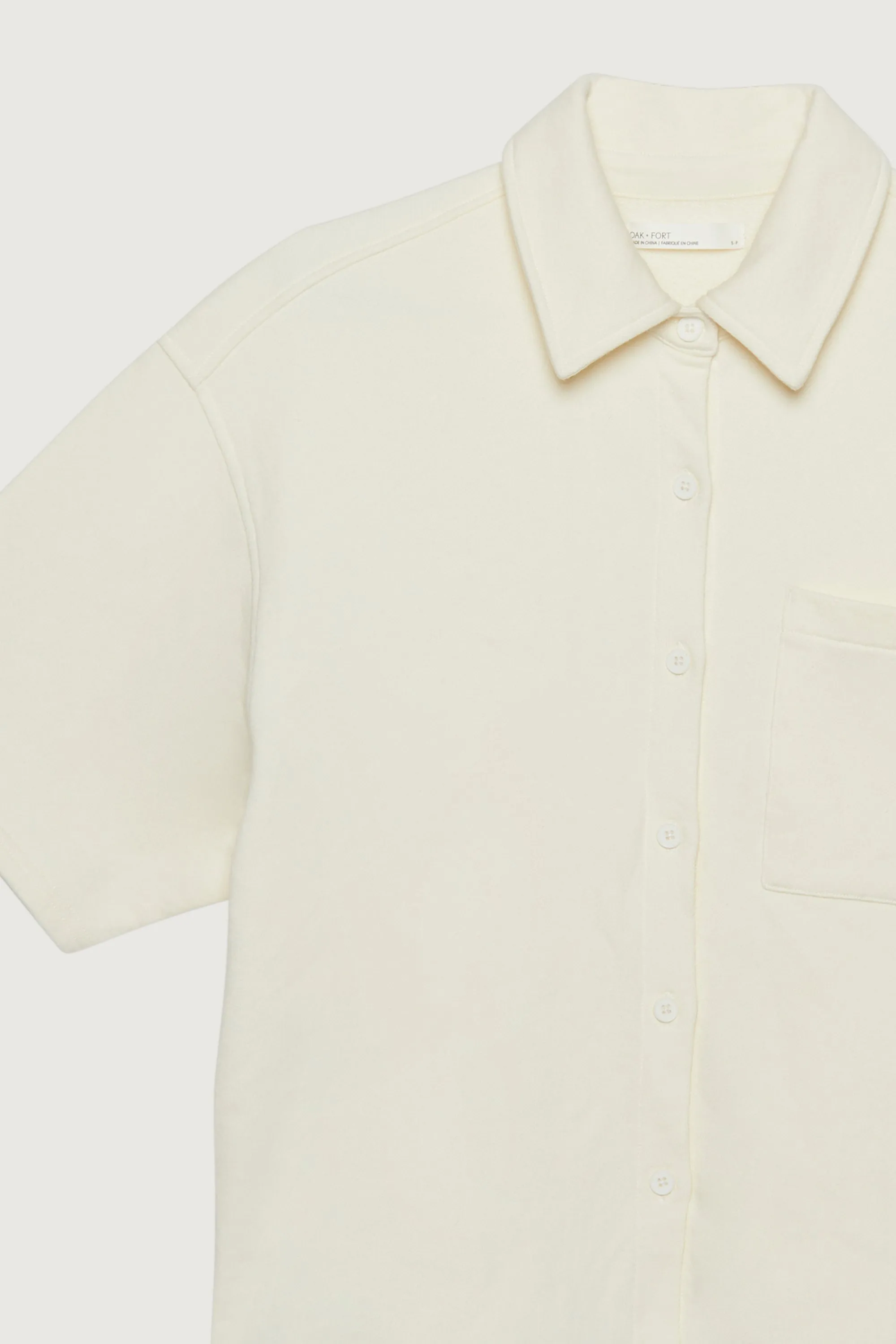 OVERSIZED TERRY BUTTON UP SHIRT