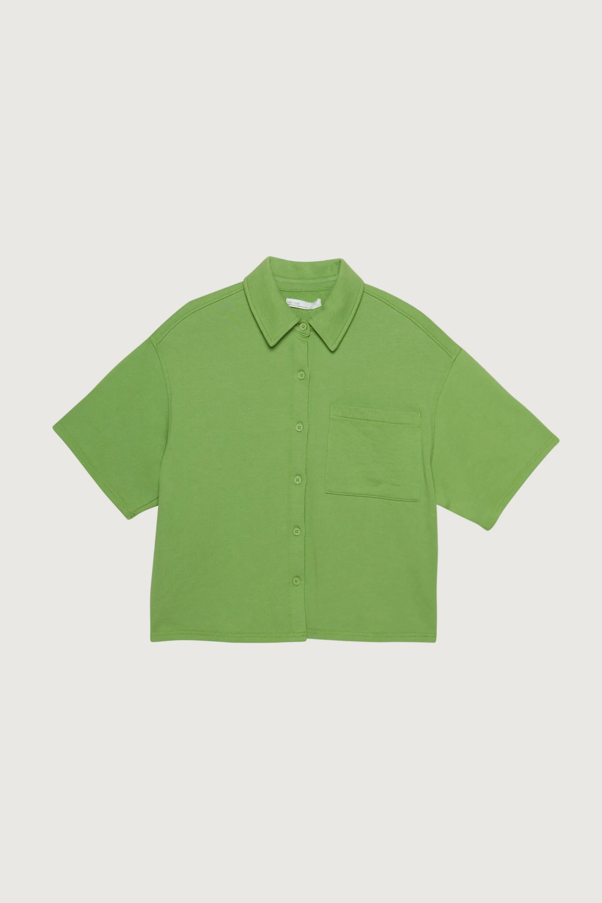 OVERSIZED TERRY BUTTON UP SHIRT