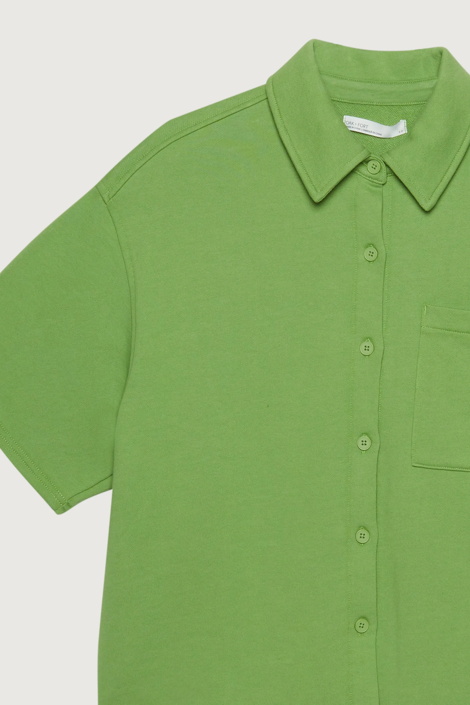 OVERSIZED TERRY BUTTON UP SHIRT