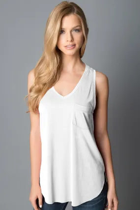 V-NECK POCKET TANK | WHITE V-NECK POCKET TANK | WHITE