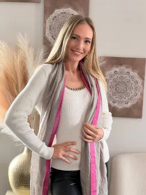 Valentine's Day Gift, Gray and Pink Cashmere Scarf, Super Soft Shawl, Luxury Gift For Her Valentine's Day Gift, Gray and Pink Cashmere Scarf, Super Soft Shawl, Luxury Gift For Her