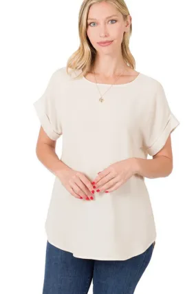 WOVEN BOAT NECK BLOUSE | CREAM WOVEN BOAT NECK BLOUSE | CREAM